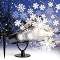 Christmas Projector Lights Outdoor Double Head Snowflake Projector Lights Waterproof LED Snowfall Projector Lights for Holiday Snowflake Lights for Halloween Party Home Garden Decoration
