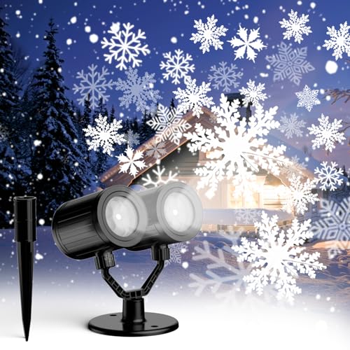 Christmas Projector Lights Outdoor Double Head Snowflake Projector Lights Waterproof LED Snowfall Projector Lights for Holiday Snowflake Lights for Holiday Party Home Garden Decoration Christmas Projector Lights Outdoor Double Head Snowflake Projector Lights Waterproof LED Snowfall Projector Lights for Holiday Snowflake Lights for Holiday Party Home Garden Decoration