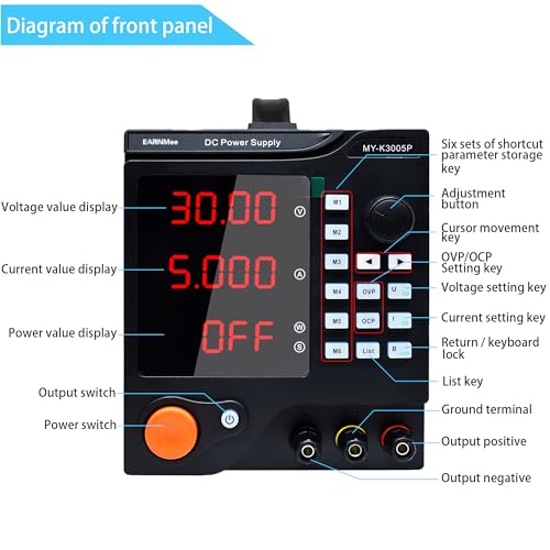 Image of DC Power Supply Variable,30V 5A Adjustable,Programmable DC Power Supply with USB Software, Regulated DC Bench Power Supply with Output Switch High Precision 4-Digit LED Display