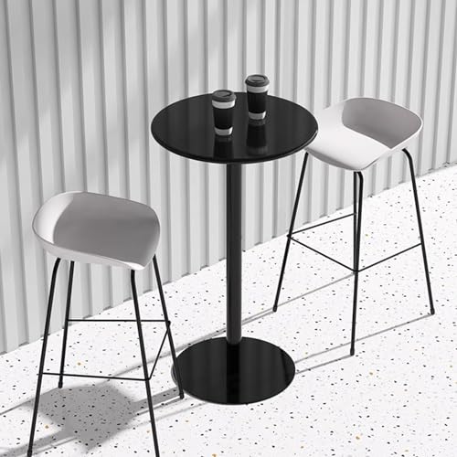 Table d'appoint ronde bistro 40x50 cm avec base noire en métal