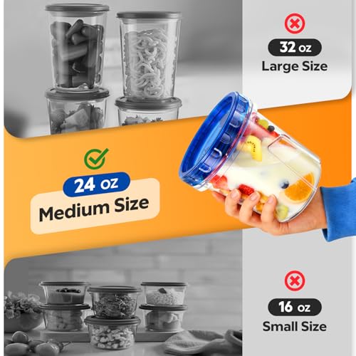Freezer Storage Containers, [6 Pack-24 Oz] Airtight Plastic Food Storage Containers with Twist Top Lids, Soup, Meal Prep Containers | BPA Free | Stackable | Leakproof | Microwave/Dishwasher Safe — view 5