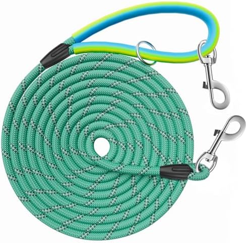 Aystkniet Schleppleine für Hunde, 5M 10M 15M 20M 30M Lange, Aqua, Polyester, 8 mm, 30 m, Haken, Hundeleine, Leine