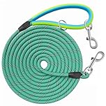 Aystkniet Reflective Training Leads for Dogs, 5M / 10M / 15M / 20M / 30M Long Line Dog Lead with Double Clip and Soft Rubber Handle, Strong Recall Training Leash for Small Medium and Large Dogs