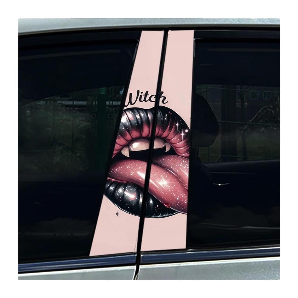 Decorative Items 2pcs Sexy Lady Lip Car Center Pillar Sticker Auto B Pillar Protective Film Sticker(C)