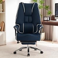 EXCEBET Chefsessel Bürostuhl Ergonomisch 200kg, Schreibtischstuhl mit Fußstütze und Atmungsaktivem Mesh, Hochlehner mit 14cm Taschenfederkern, Drehstuhl mit Höhenverstellbaren Armlehnen (Dunkelblau) – Ansicht 8