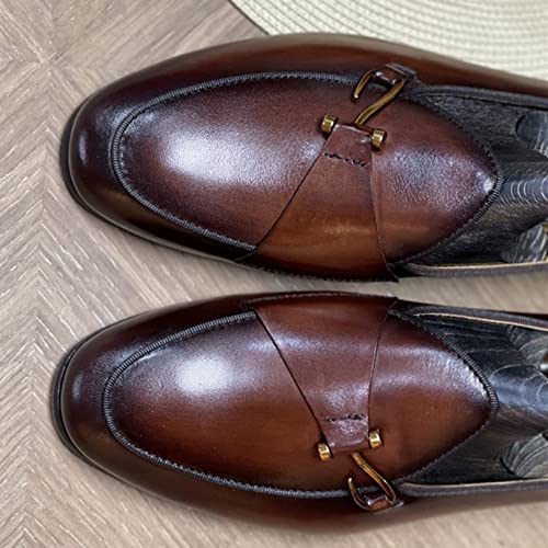 Men's Loafers Shoes Genuine Leather Monk Shoes Office Work Shoe Driving Shoe (Color : Coffee, Size : 43)3