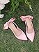Coutgo Womens Slingback High Heels with Bow Closed Pointed Toe Wedding Bride Dress Shoes Satin Pumps, Pink, Size 8