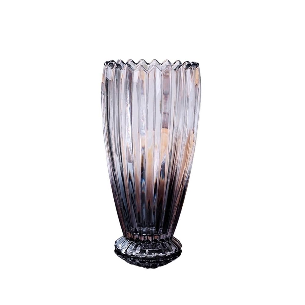 Vase à fleurs en verre cristal gris grand modèle de table pour décoration raffinée