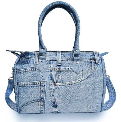 Bolso grande reciclado de mezclilla para mujer 14 pulg miniatura 1
