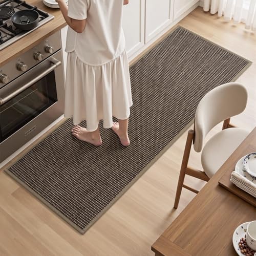 PADOOR Non-Slip Kitchen Rug 20x47 Brown