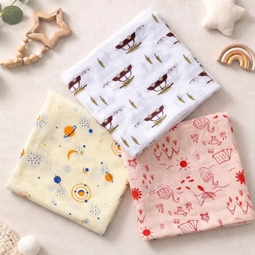 Image of NEW COMERS Cotton Muslin Baby Swaddle Set, Multicolor Printed Muslin Swaddle Wrap for New Born Baby, Soft Pure Cotton Sheet Baby Wrap Set, Baby Product (Swaddle 08)