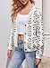 Saodimallsu Womens Floral Print V Neck Cardigan Open Front Button Down Knit Sweater Long Sleeve Loose Fashion Tops White