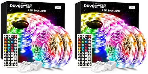 Daybetter LED Strip Lights 60ft (Dual-Pack, RGB Remote-Controlled)