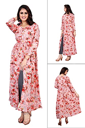Image of H.E HAMZA ENTERPRISER Printed Crepe Material Brown Western Dress For Women