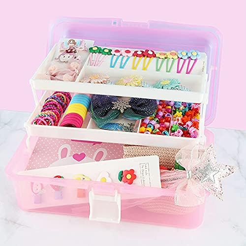Craft Caddy Box Plastic Cantilever Box 3 Tray Art and Craft Box for Pencils Paints Pastels Craft Accessories