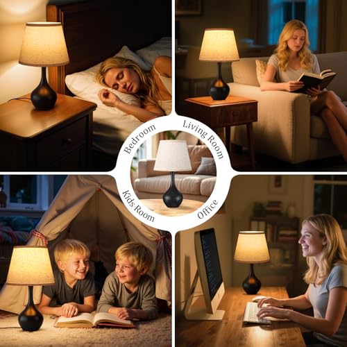 Seealle 16.1" Touch Table Lamps for Nightstand, 3-Way Dimmable Small Bedroom Lamps for Night Stands, Black Bedside Lamps for Living Room, Kids Room, End Table by Seealle - Image 6