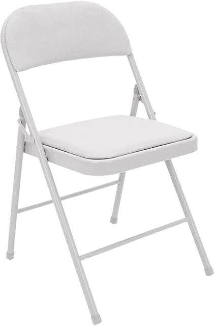 Youyijia Foldable Chair 39x48x78cm Padded Faux Leather Chair Fabric Padded Foldable Chair Metal Frame Back Chair for Home Garden Office