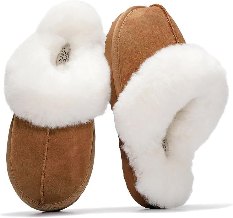 Project Cloud 100% Genuine Leather Slippers for Women Footwear with Genuine Fur Lining Womens Clogs & Mule - Non-Slip Indoor/Outdoor Scuff Womens