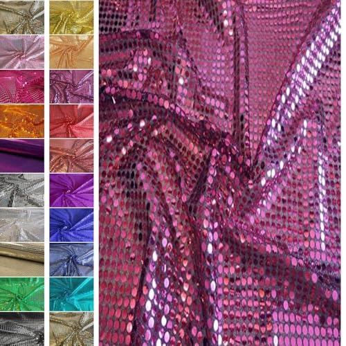 Stoffbook Tissu paillettes de haute qualité 6mm rose foncé/noir, B437