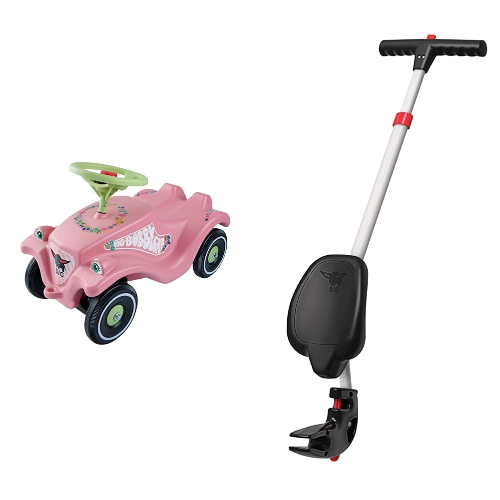 Bobby Car Stange BIG Bobby-Car Classic Flower – Rutschauto Für Kinder Ab 1 Jahr, Bis 50 Kg, Mit Blumenaufklebern Sicherheitslenkrad Mit Hupe