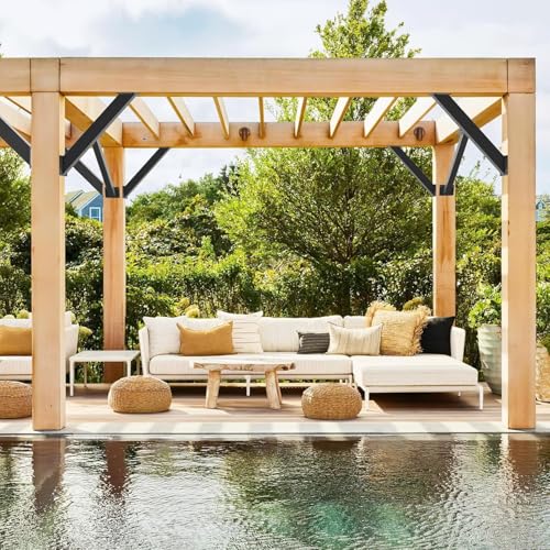 12 piezas de soporte angular para vigas, soporte angular de 45 grados, kit resistente para pérgola, soporte para poste de pérgola, refuerzos de esquina de 45 grados para uniones internas miniatura 5