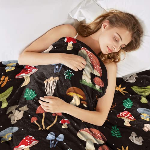 Sowide Mushroom Blanket, Soft Lightweight Mushroom Decor Flannel Blanket, Black Cozy Fuzzy Plush for Adults & Teens, Sofa - Image 3