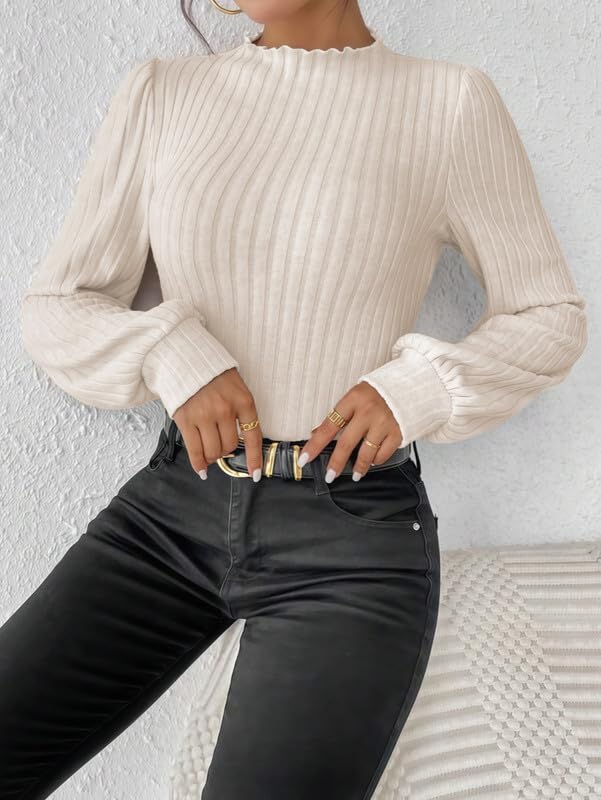 Body Femme Manches Longues Col Haut/V/Montant Bodysuit Élégant Haut en Tricot Basic Côtes Bodys Thong Top Stretch Jumpsuit Shirt Casual Justaucorps Combinaison Automne Hiver Body Chemises