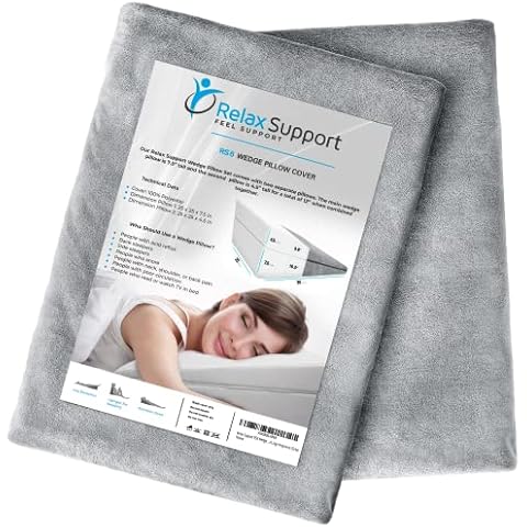 Wedge Pillow Short Plush Gray Cover – Washable and Breathable Bed Wedge Pillow Case for RS6 Wedge Pillow - ONLY Matches with 25x25x12 inches RS6 Wedge Pillow with 3-in-1 Technology Adjustable Pillow… Cover