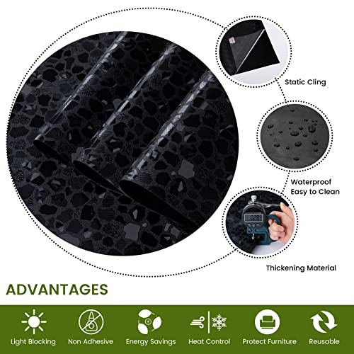 Dktie Blackout Window Film, 3D Window Privacy Film With Gravel Texture, Noise Cancelling Window Inserts, Static Cling No Glue House Window Tint Privacy Day And Night (Gravel, 17.7" X 78.7") #TOP1