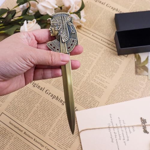 Ruksifg LETTER OPENER-01 Antique Metal Letter Opener Envelope Slitter,Bronze Ancient Egypt Pharaoh Envelope Opener Knife Mail Opener thumb #3