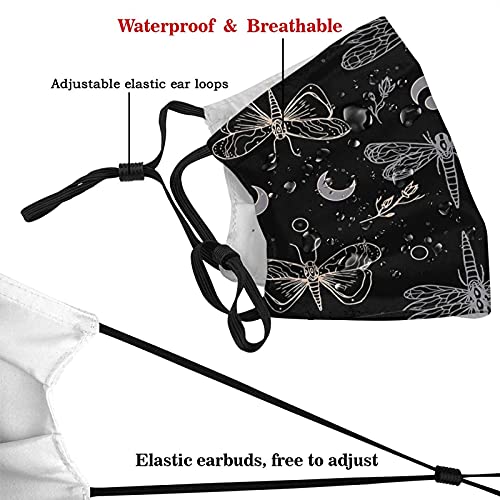 Goth Face Mask Reusable Balaclavas Windproof Cloth Bandana Breathable Fashion Scarves For Adult (Dragonfly Goth, 1 Pcs) #TOP3