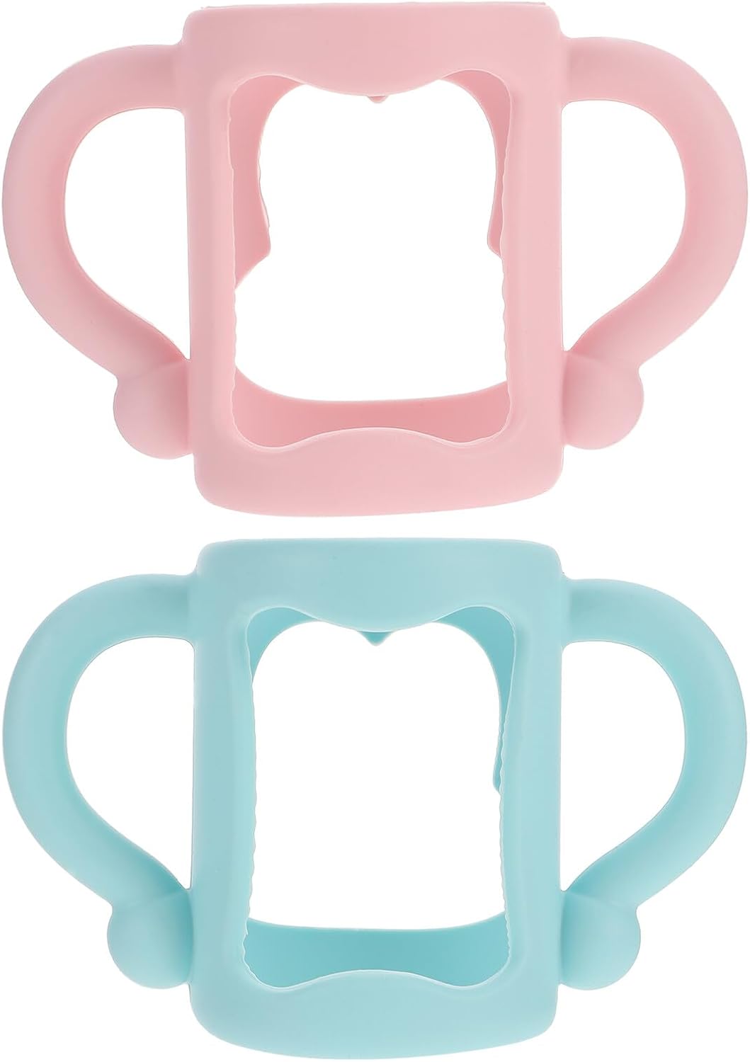 2Pcs Bottle Handles Food Grade Silicone Ergonomic Grip for Newborn Milk Water Bottles Fit Soft Safe Pink Light Blue