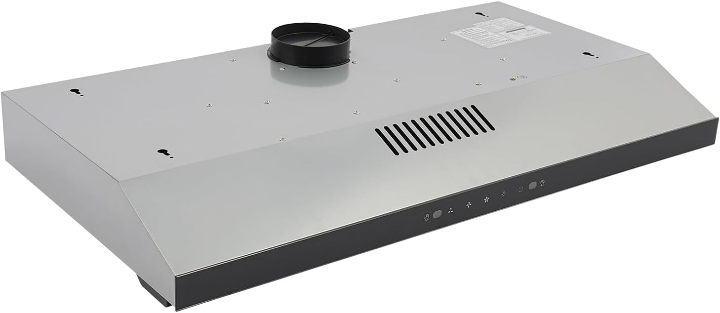 36 inch under cabinet range hood installed above stove