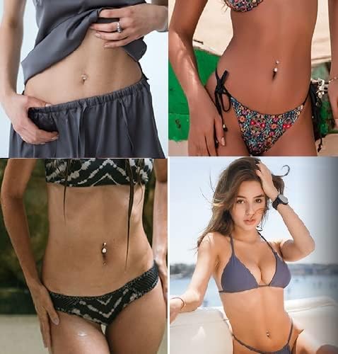 PEAKLINK Titanium Belly Button Ring 14G Belly Jewelry Navel Bar Internally Threaded Belly Barbell with Double Cubic Zircon Navel Jewelry Navel Belly Piercing for Women 8 10 12 14mm - Image 9