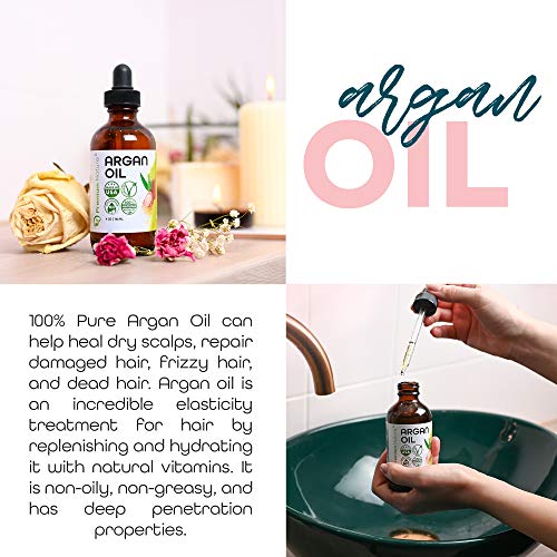 Premium Nature Argan Oil For Hair, Virgin, 100% Pure, Cold Pressed Argon Oil Hair Serum For Hair Stimulate Growth For Dry And Damaged Hair. Argan Oil For Skin Body Moisturizer. Nails Protector 4 Oz #TOP1
