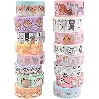 16 Rollos Washi Tape Set Lindo Mascotas Cinta Adhesiva