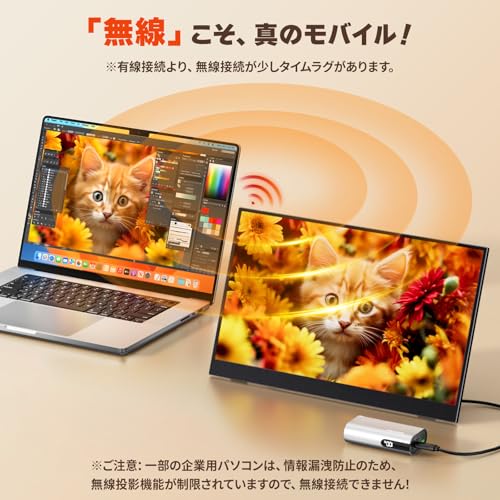 【Amazon限定ブランド】VisionOwl モバイルモニター 15.6インチ 無線接続 wireless 自立型 軽量 薄型 非光沢IPSパネル 1920x1080FHD 収納ケース付き モバイルディスプレイ Type-C/mini HDMI接続可 PS5/XBOX/Switch/PC/Macなど対応 Y-156WL