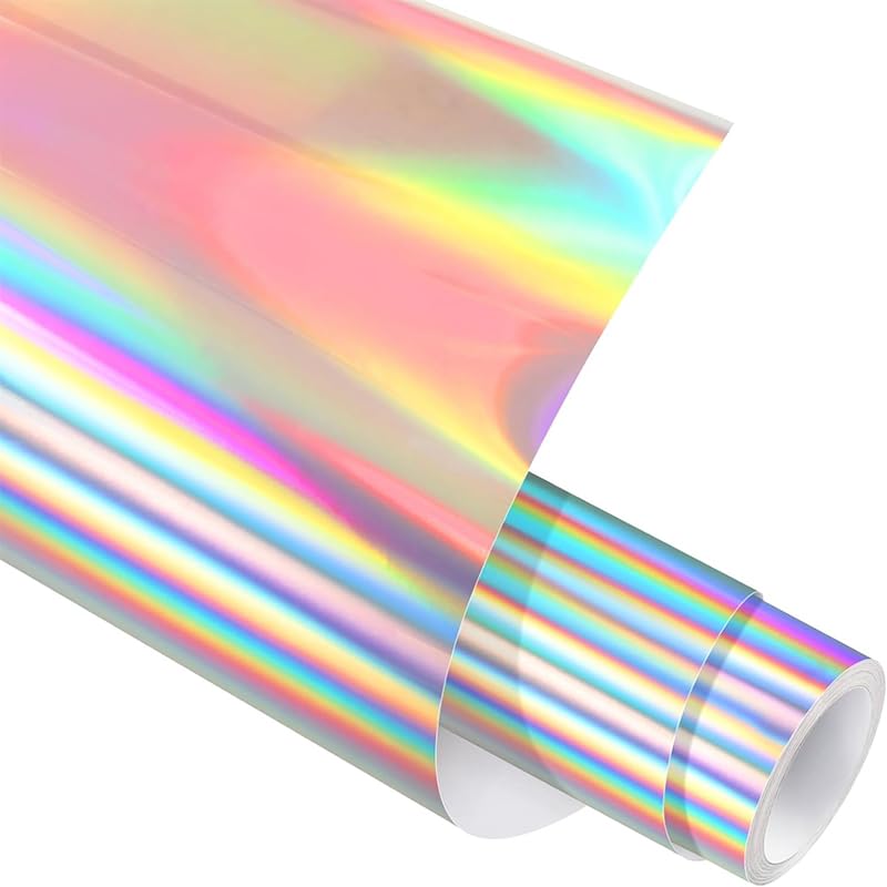 Creatorally Holographic Heat Transfer Vinyl Roll – 12" x 5ft Silver HTV for Heat Press, Iron On Vinyl for DIY T-Shirts, Clothing, Bags, Fabric Crafts