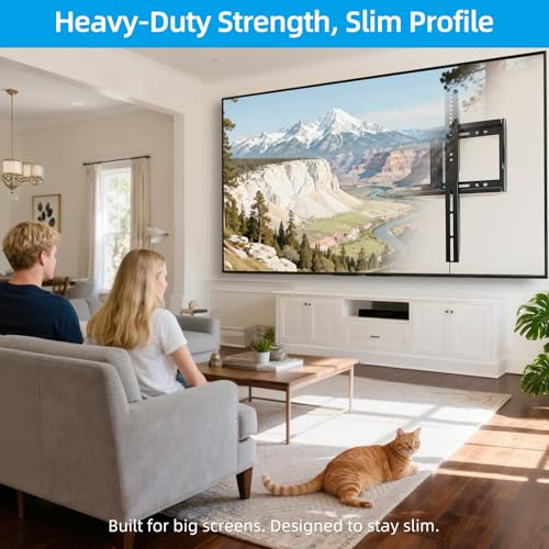 HOME VISION Heavy Duty Fixed TV Wall Mount Bracket, 264 Lbs Capacity for 48-120 Inch Extra Large Flat Screen Smart TVs, Max VESA 800x600 mm, Stud Spacing 12"-28", Low-Profile Flush Slim Design, HV8801 - Image 5