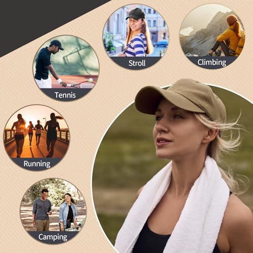 Utensilsto 3 Stück Baseballkappe Für Herren Und Damen, Verstellbar Baumwolle Baseball Cap Vintage Unisex Basecap Sonnenhut Sportkappe Für Outdoor Sport Leisure Reisen, Hellgrau, Khaki, Rot
