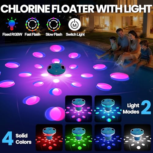 Diffuseur chlore piscine AearKing 5x3 pouces flottant avec lumière - 5