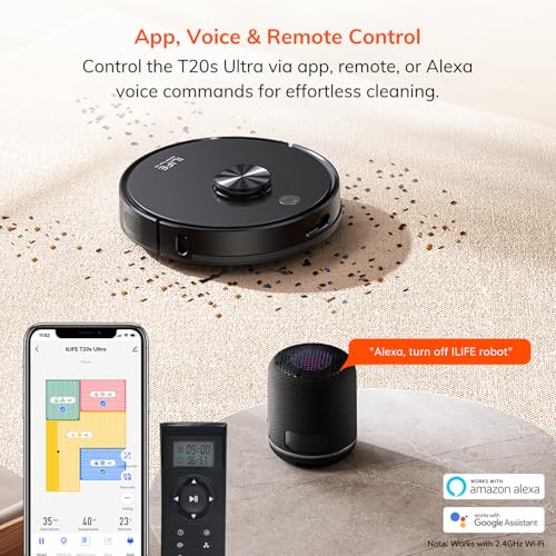 Image of ILIFE T20s Ultra Robot Vacuum Cleaner with LiDAR Navigation, Self-Emptying for Up to 10 Weeks, 10,000Pa Suction, 300mins Runtime, Dry & Wet Combo, Customised Cleaning, App, Voice and Remote Control