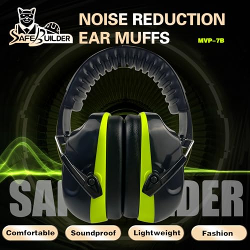 Image of SAFEBUILDER Ear Muffs Noise Reduction SNR 33dB Adjustable Lightweight Safety Earmuffs Sound Proof Noise Cancelling ANSI