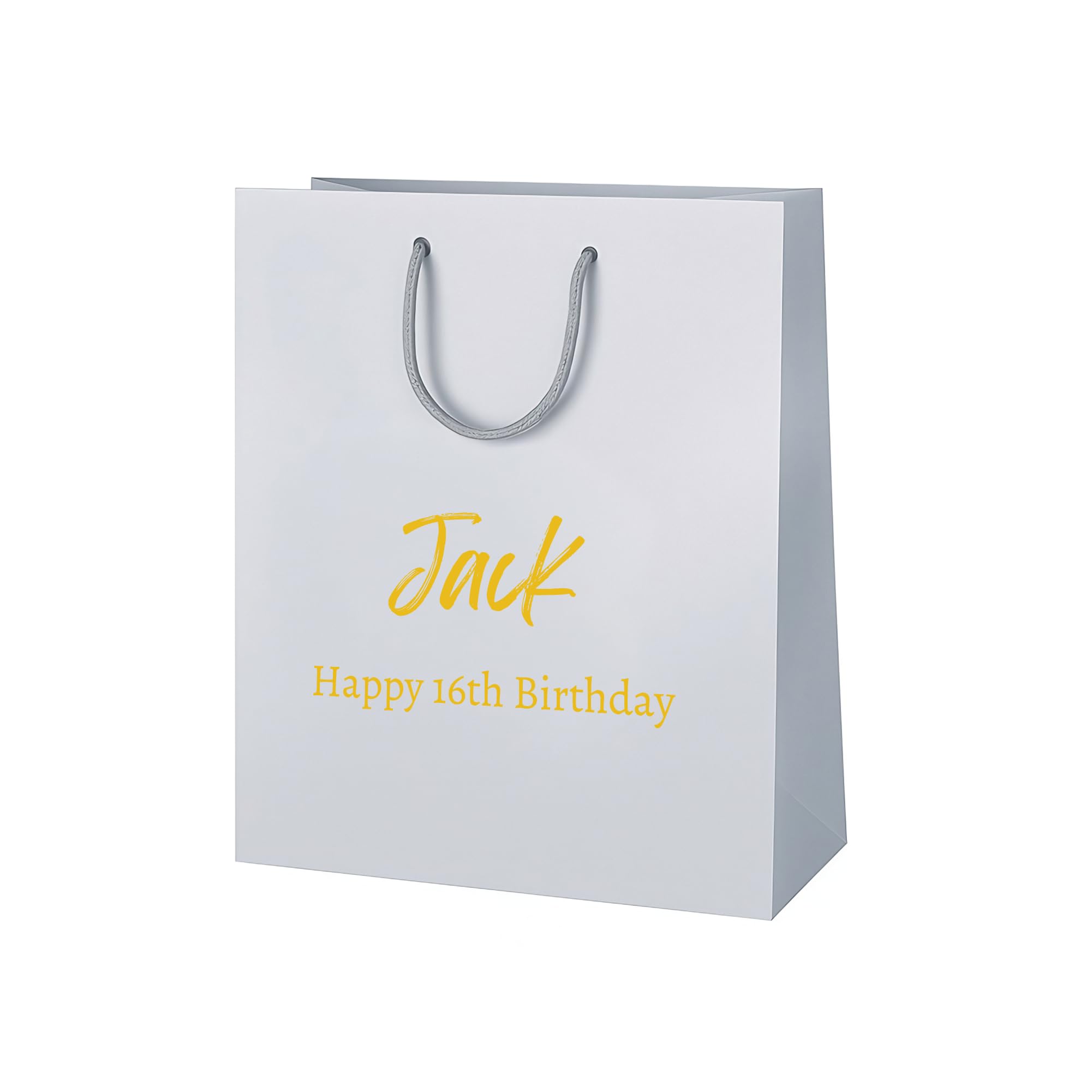 COOKIES AND KOALAS Personalised Birthday Gift Bag – Luxury Silver Foil Printed Gift Bag – Small 20×24×10 cm – Custom Gold or Silver Foil Name – Reusable Birthday Gift Packaging for Him, Her or Kids