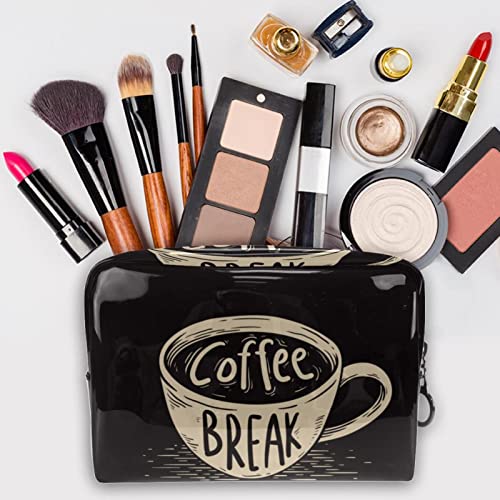 Pochette de maquillage café avec compartiments pour accessoires