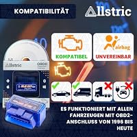 Allstric® OBD2 Diagnosegerät mit CD. ELM327 Auto Diagnosegerät für alle Fahrzeuge. Fehlercodes auslesen & löschen, Echtzeitdaten & Live-Diagnose. Kompatibel mit Windows, Android, iOS & OBD2 Bluetooth – Ansicht 3