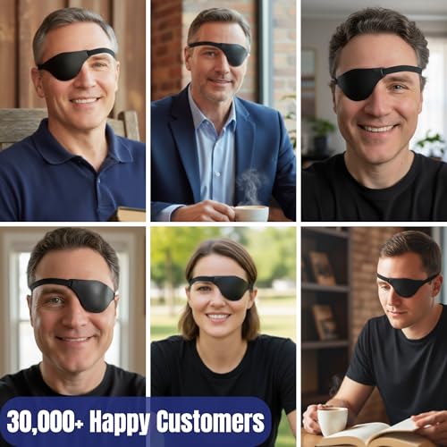 image for Extraordinary Commissary Black Leather Eye Patch with Adjustable Band 