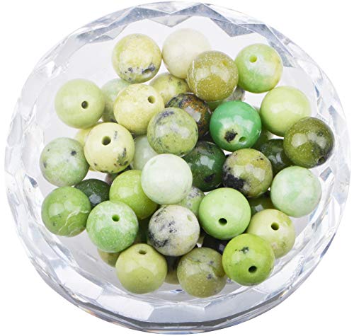 Image of 80Pcs Natural Crystal Beads Stone Gemstone Round Loose Energy Healing Beads with Free Crystal Stretch Cord for Jewelry Making (Australian Chrysoprase, 10mm)