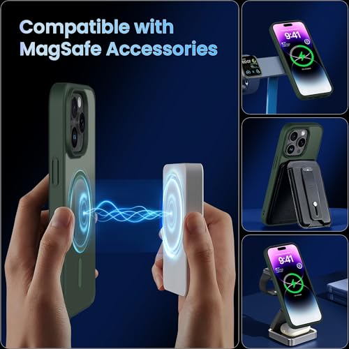 Image of CACOE Magnetic Case for iPhone 14 Pro Max 6.7 inch, Dark Green-1