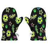Fashion Football Green Black warm snow mittens toddler winter gloves guantes de para frio 2-4 Y